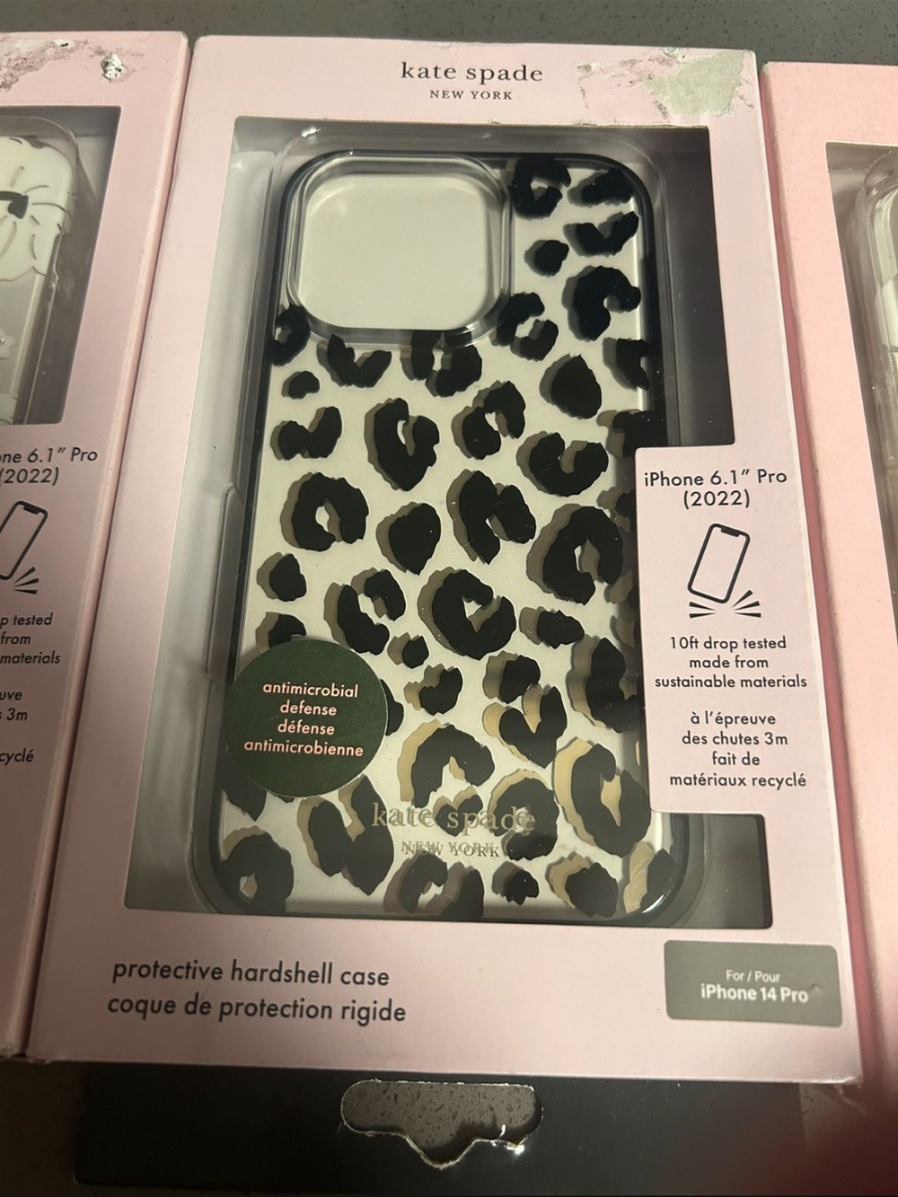 kate spade Leopard Print Hard Shell iPhone 14 Pro Case - Black on Cream